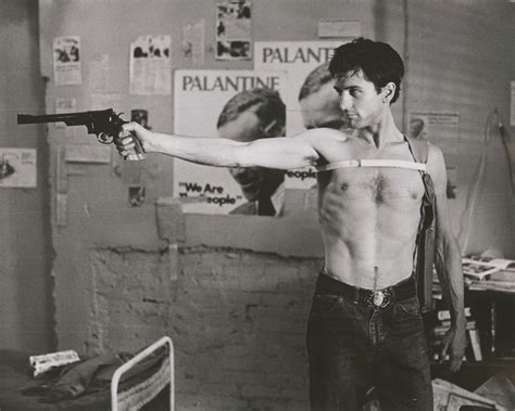 While preparing for the film. "You talkin' to me?"