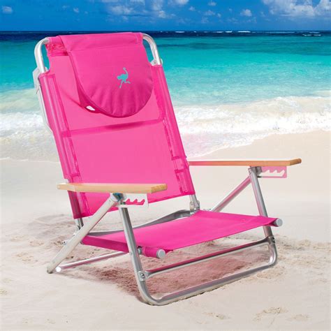 Outdoor Ostrich South Beach 5 Position Sand Chair Pink Beach Shade