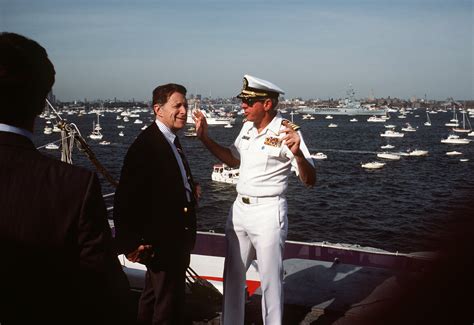 Secretary Of Defense Caspar W Weinberger And Us Navy Usn Captain