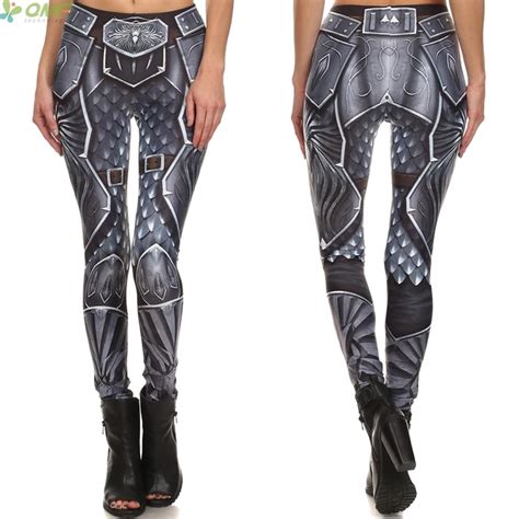 Mechwarrior Print Cosplay Slim Trouser Metallic Halloween Leggings Steel Armor Fashion Casual