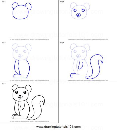 How To Draw A Squirrel For Kids Printable Step By Step Drawing Sheet