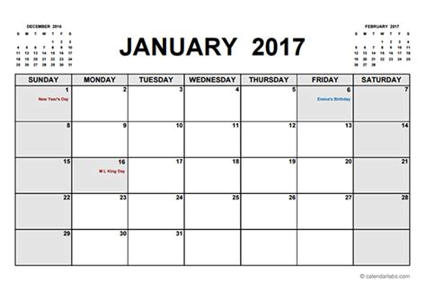 2017 Printable Calendar Pdf Free Printable Templates