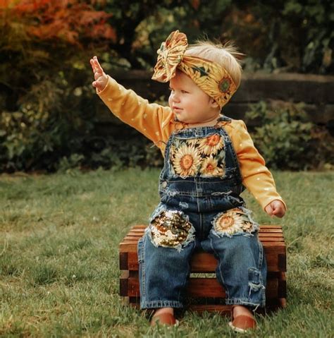 A wide variety of outfits for country girls options are available to you, such as feature, fabric type, and supply type. Sunflower Overalls | Baby clothes country, Western baby ...