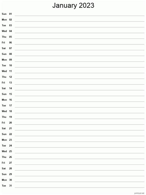 Printable January Calendar Classic Blank Sheet Vrogue Co