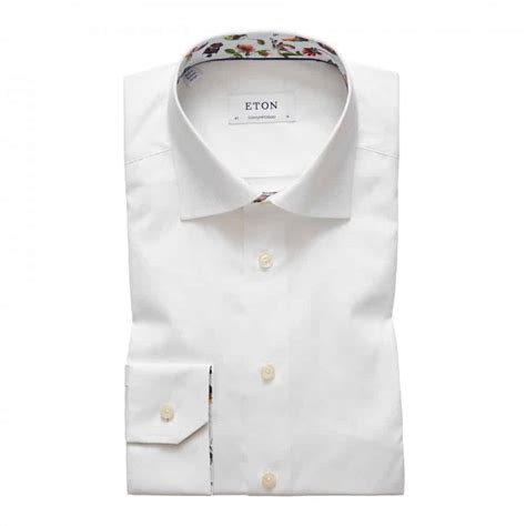 Eton Shirt Contrast Collar Insert White Menswear Online