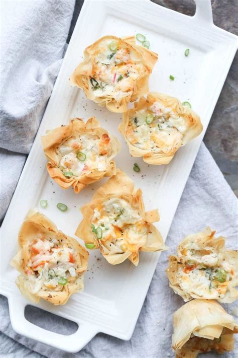 A Simple Phyllo Dough Appetizer With A Cheesy Seafood Fillings