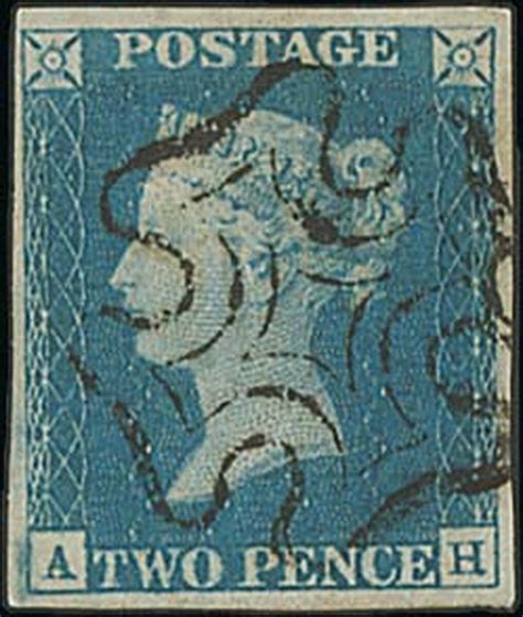 2320 Great Britain 1840 Two Pence Blue Plate 2 Ah Pale Blue Good To