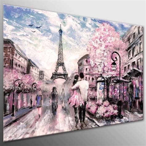 Diy Framed Canvas Painting Wall Art Poster Print City Scape Pink Paris