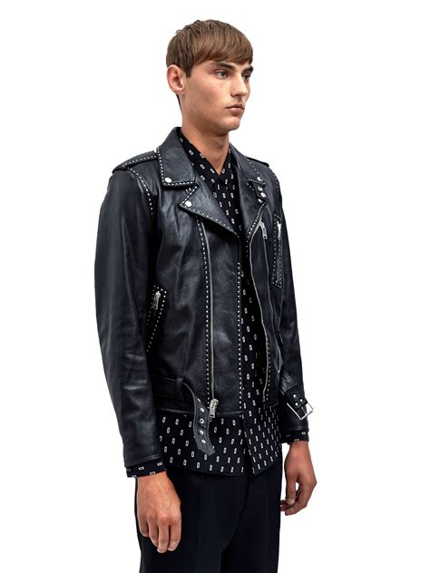 Saint Laurent Mens Studded Leather Biker Jacket In Black For Men Lyst
