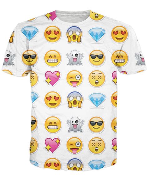 Emoticons T Shirt Covered In Ios Smiley Faces Diamonds And Hearts 3d Funny T Shirt Summer