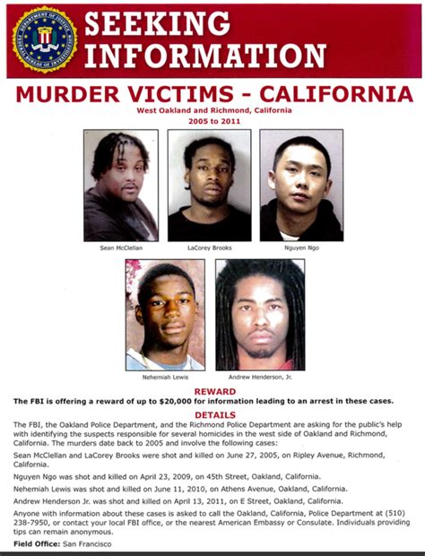 Fbi Increases Role In 5 Cold Case Murders In Oakland Richmond The Mercury News