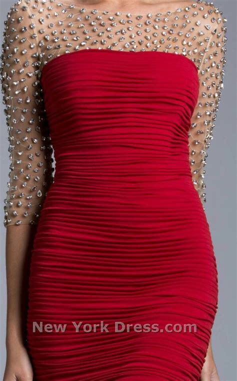 Close Up View Of Beaded Illusion And Shirring Dresses Special
