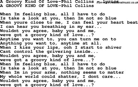 Love Song Lyrics Fora Groovy Kind Of Love Phil Collins