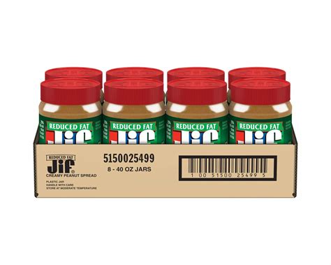 Jif 40 Oz Reduced Fat Creamy Peanut Butter 8 Count Smucker Away