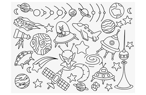 Space Doodles Set Graphic By Etinurhayati0586 · Creative Fabrica