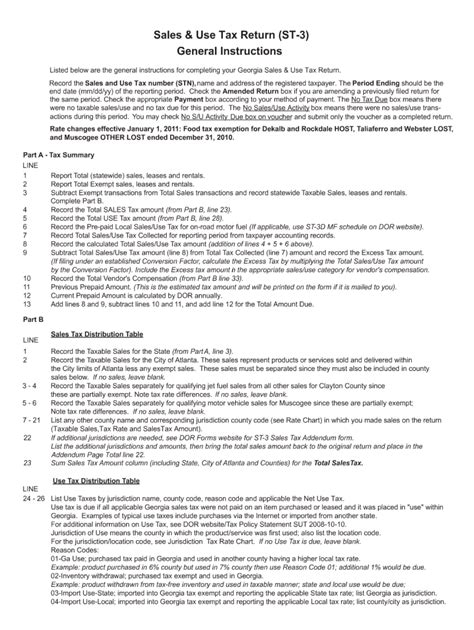 2011 Form Ga Dor St 3 Fill Online Printable Fillable Blank Pdffiller