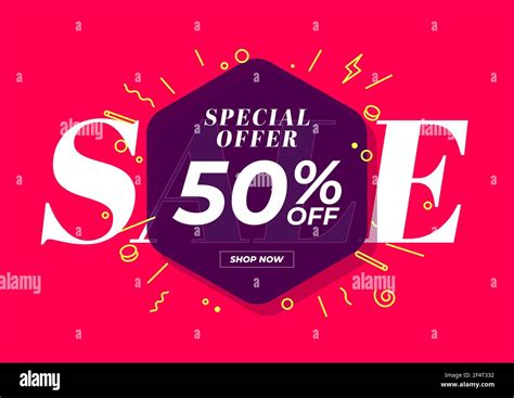 Sale Special Offer 50 Off Banner Red Background Special Offer And