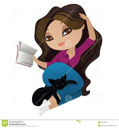 Beautiful Girl Lying Down And Reading A Book Stock Vector