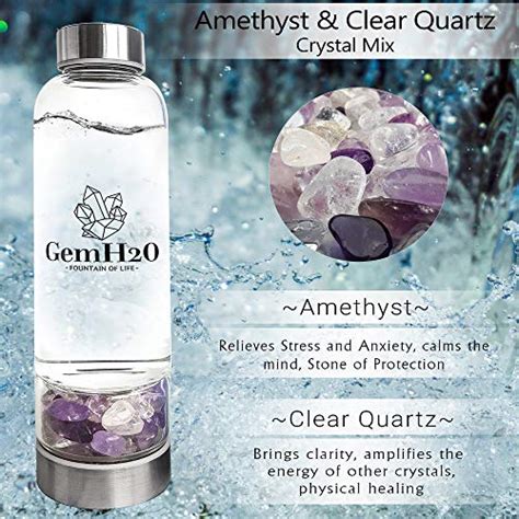 Gemh O Crystal Water Bottle Inc Bottle Holder Changeable Healing Crystals Amethyst