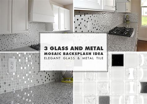 White Glass Metal Backsplash Tile Luna Pearl