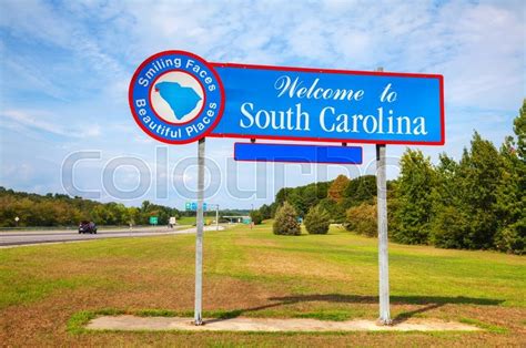 Welcome To South Carolina Sign At He Stock Image Colourbox