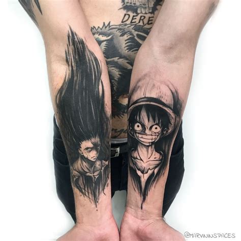 Renan G Tatuador Blackwork No Instagram Gon Cicatrizado X Luffy