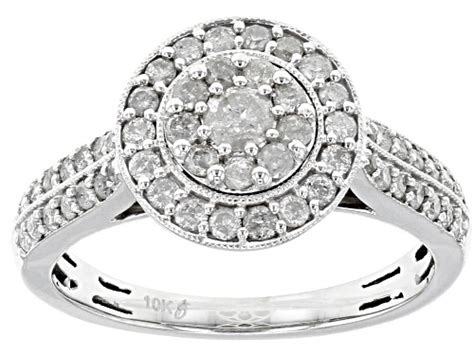75ctw Round White Diamond 10k White Gold Ring Size 7 Jtv Auctions
