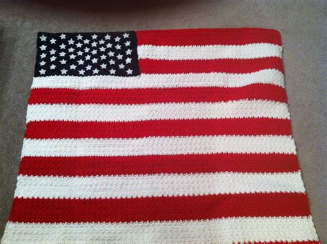Crocheted American Flag Crocheted Item 4th Of July Holiday Fun