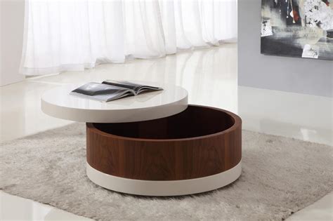 Modrest emulsion modern oak glass coffee table by vig furniture inc. Awesome Round Coffee Tables with Storage - HomesFeed