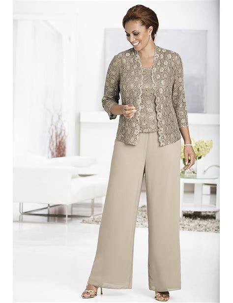 buy elegant mother of the bride pant suits chiffon pants suit wedding with lace