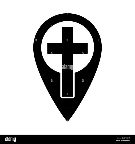 Cruz Cristiana Con Icono De Punto De Mapa Religión Símbolo Gps