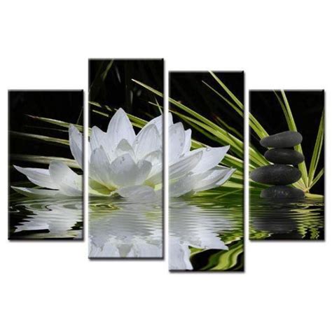 Best Natural Lotus Flower With Zen Stones Canvas Wall Art