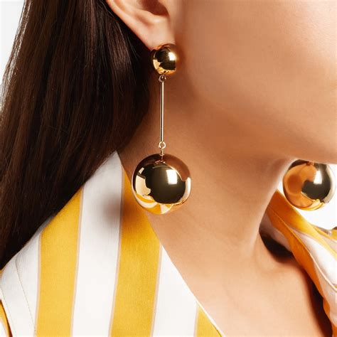 Punk Style Gold Color Big Metal Ball Earrings For Women Large Beads Long Hanging Dangle Drop