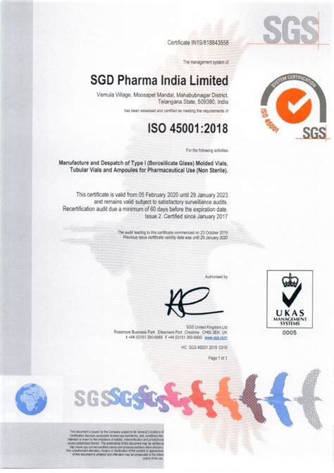 ISO 45001 SGD Pharma India Limited - SGD-Pharma