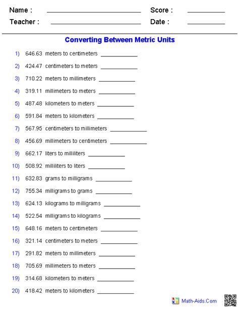 Conversion between metric and standard units can be tricky since the units of distance, volume, area and temperature can seem rather arbitrary when compared to one another. Metric Conversion Quiz Worksheets | Metric conversions ...
