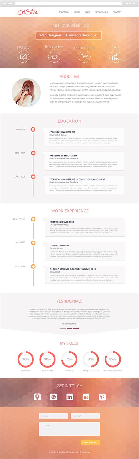 All these assemblage is taken from good resume website. My visual resume - Flat UI Design on Behance