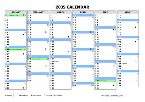 2035 Calendar ≡ Free