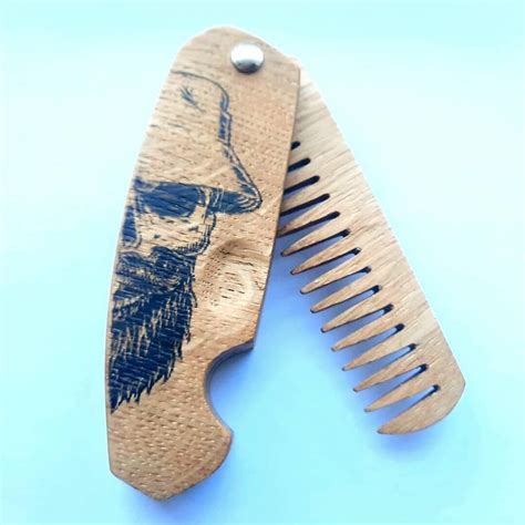 Beard Comb For Men Crv3d Pocket Folding Combs For Mustache And Hair Travel Natural Wooden Comb