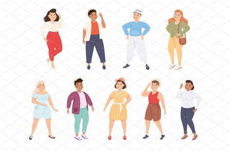 Plus Size People Characters In People Illustrations ~ Creative Market