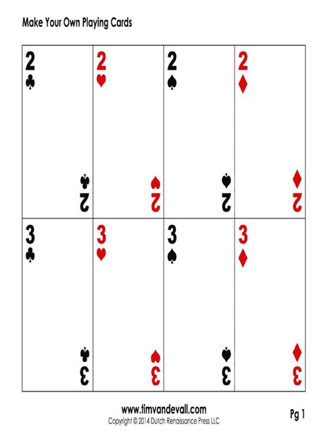 Blank Playing Card Template Pdf Fill Online Printable With Deck Of