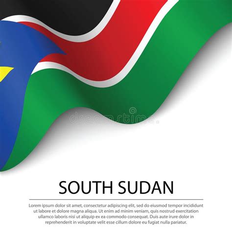 ondeando la bandera de sudán del sur sobre fondo blanco pancarta o cinta ilustración del vector