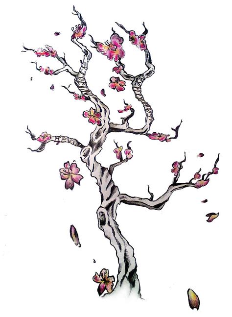 A pretty hand drawn typical chinese cherry blossom tree tattoo. love cherry blossoms | Blossom tree tattoo, Cherry blossom ...
