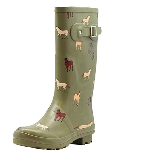 Olive Green Wellies With Horses Equestrian Outfits Equestrian Helmet