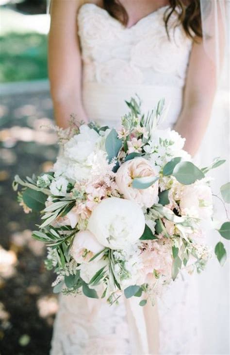 White Green And Blush Pink Wedding Bouquet EmmaLovesWeddings