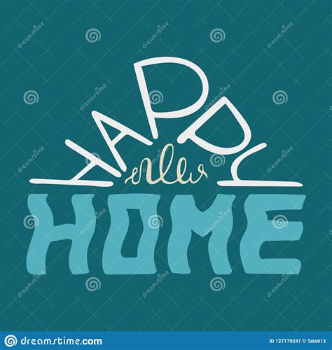 Happy New Home Colourful Blue Quote For Postcards And Banners Stock