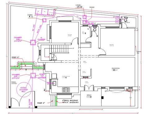 Bhk House Plumbing And Drainage Layout Plan Dwg File Cadbull My Xxx Hot Girl