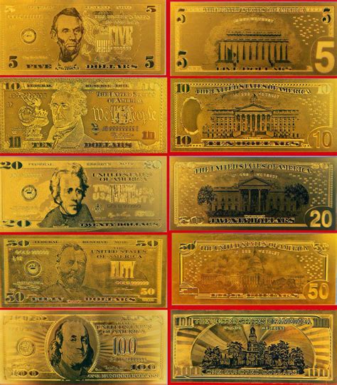 Gold Bank Notes Set Bank Notes Dollar Banknote Gold