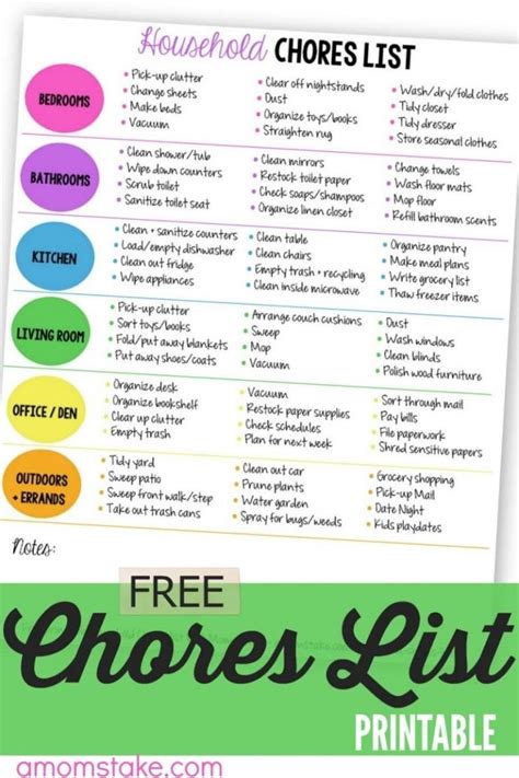 Printable Household Chores List A Mom S Take