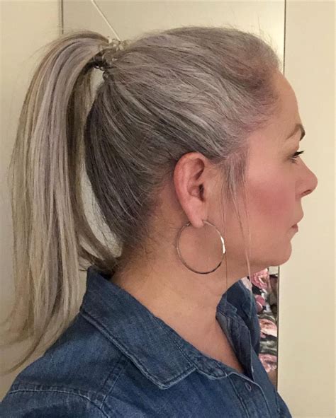 Love A High Grey Ponytail Beautiful Gray Hair Going Gray Hair Color
