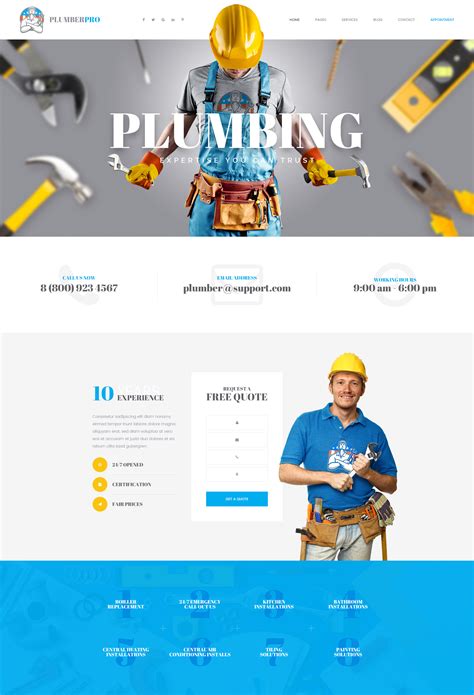 Plumberplus Handyman Services Wordpress Theme Modern Web Templates